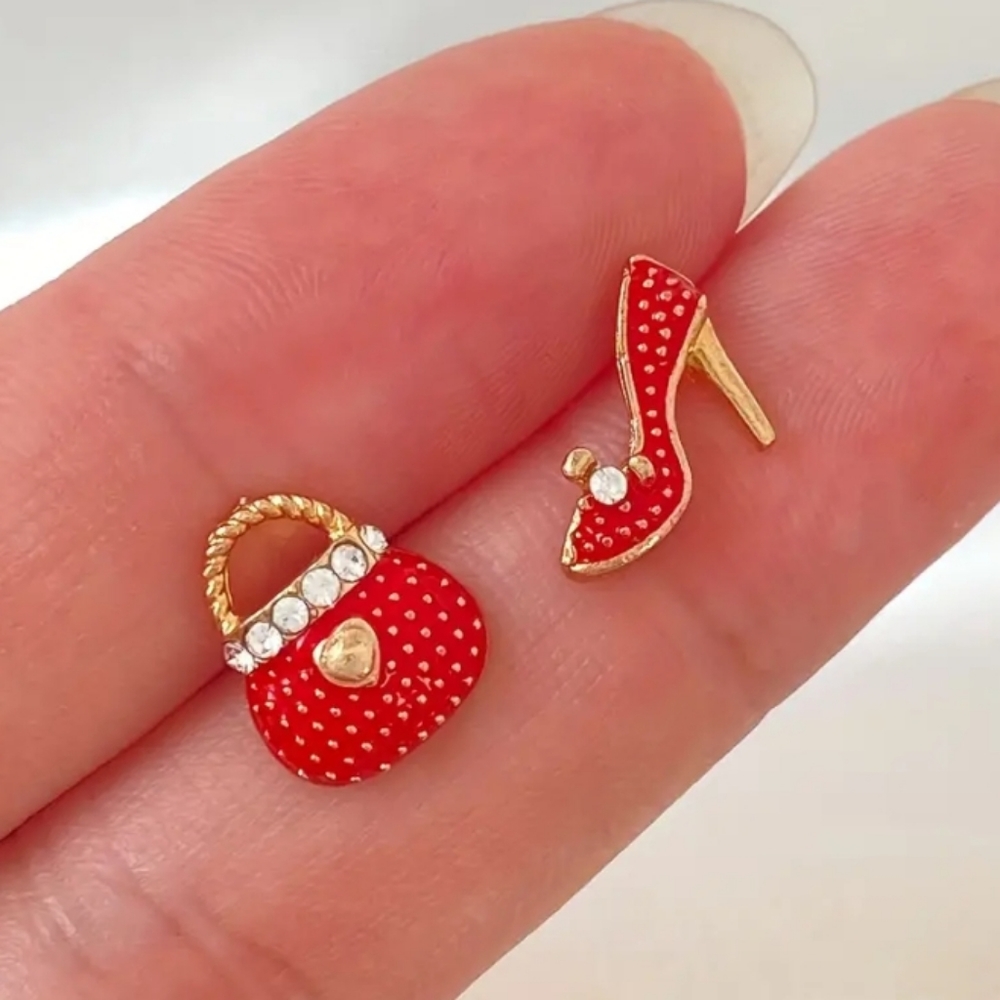 Red Purse and Heels Earrings - Picture 7 of 7